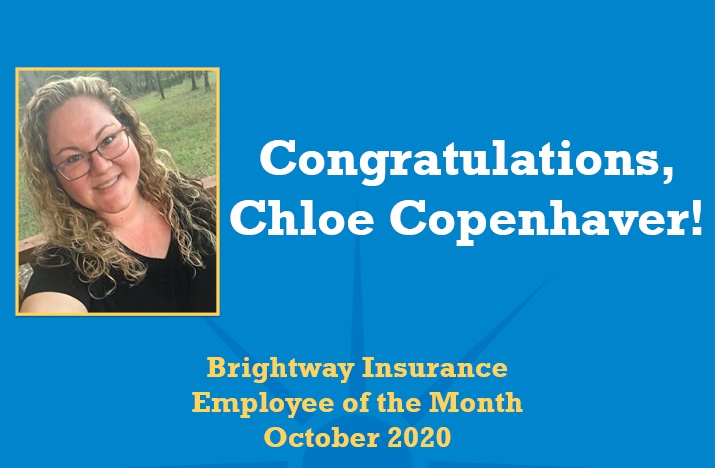 Brightway names Chloe Copenhaver Employee of the Month for October 2020