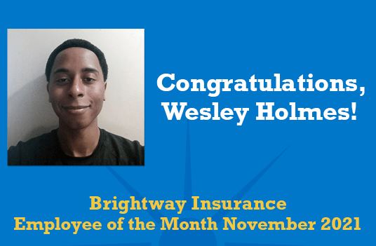 Wesley Holmes Employee of the Month November 2021